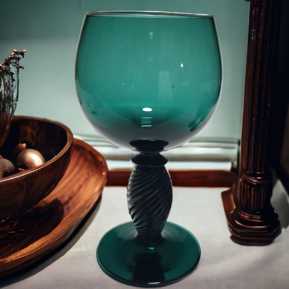 Theresienthal Pieroth Romer Green Wine Glass Bavarian Twisted Stem Hock Set of 4 - Picture 2 of 9